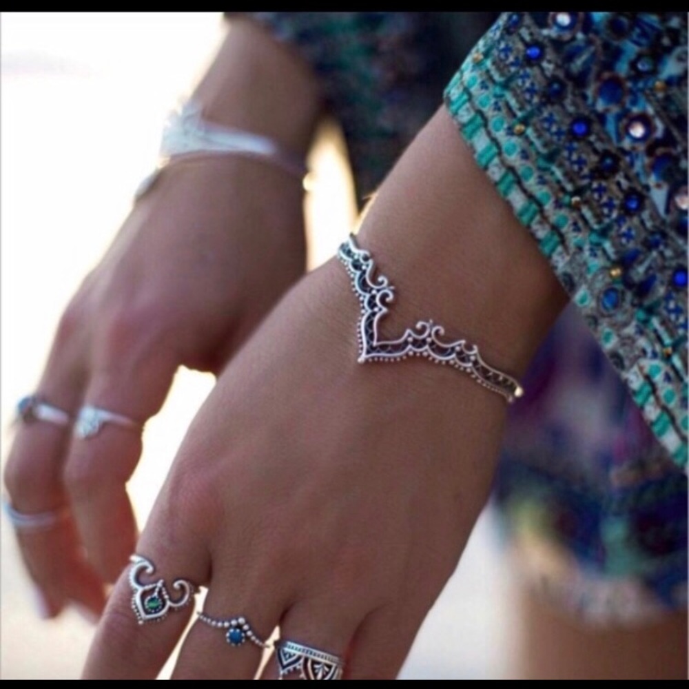 Boho Bracelet, Tibetan silver bangle, new